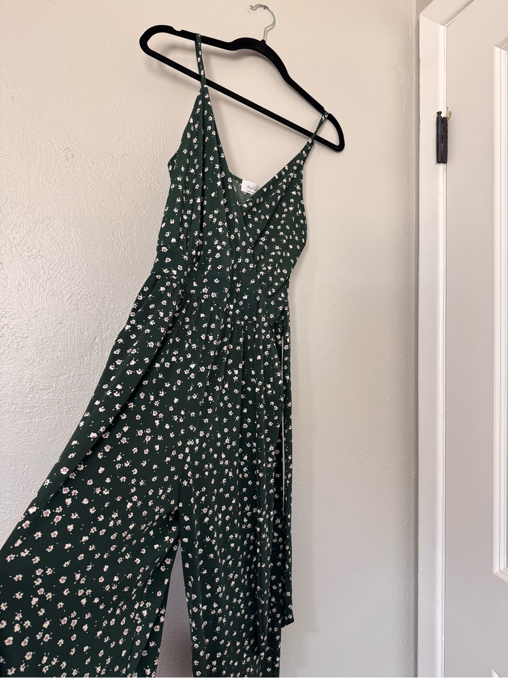 Kaileigh Medium Dark Green Floral Maxi Dress with Adjustable Spaghetti Straps